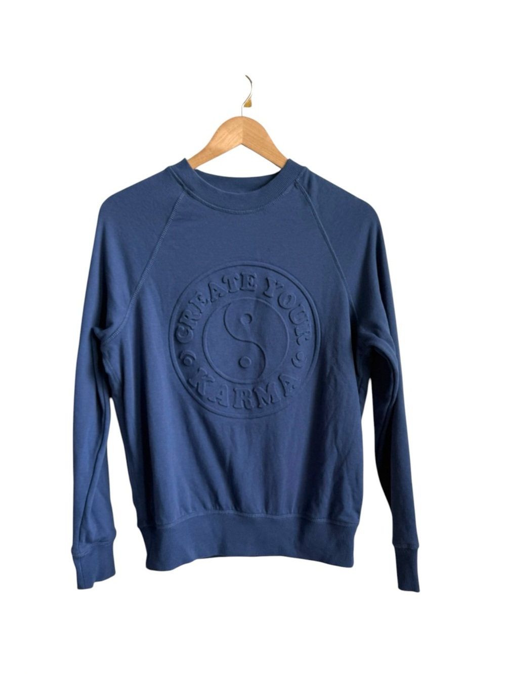 Spiritual Gangster Create Your Own Karma Yin Yang Raglan Sweatshirt Blue Small